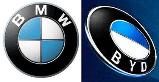 El logo de la la compañía de carros BYD luce algo familiar.